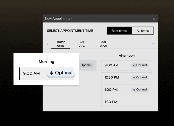 Precision Scheduling suggesting appointment times in Boulevard
