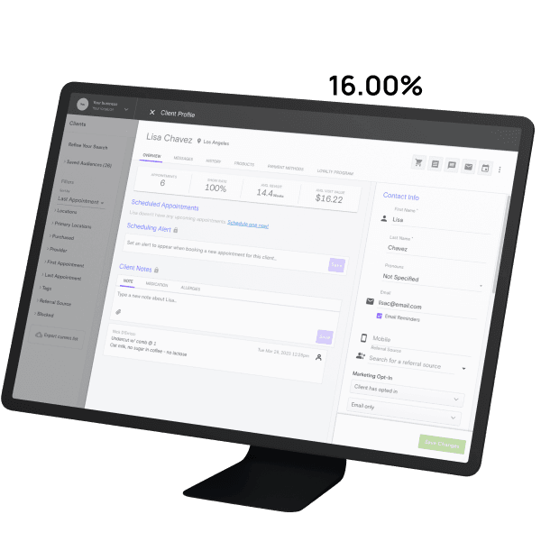 A detailed client profile in Boulevard