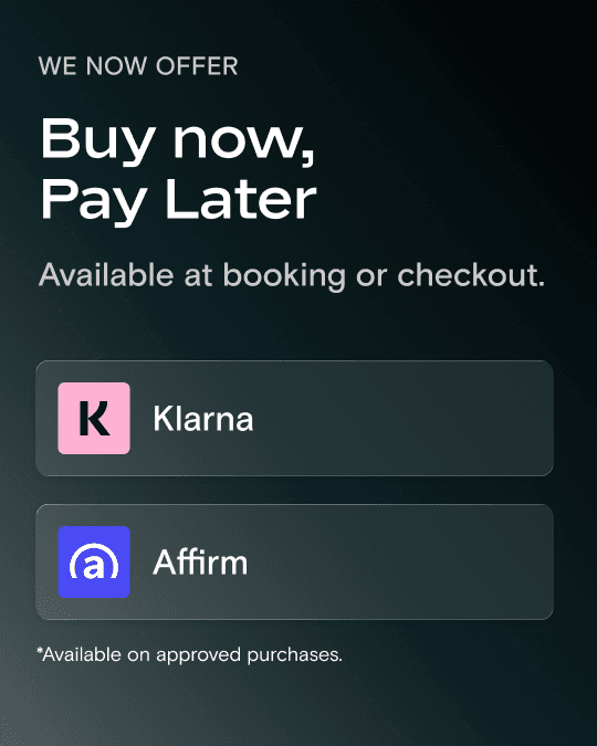 Split your visit graphic promoting Buy Now, Pay Later at checkout