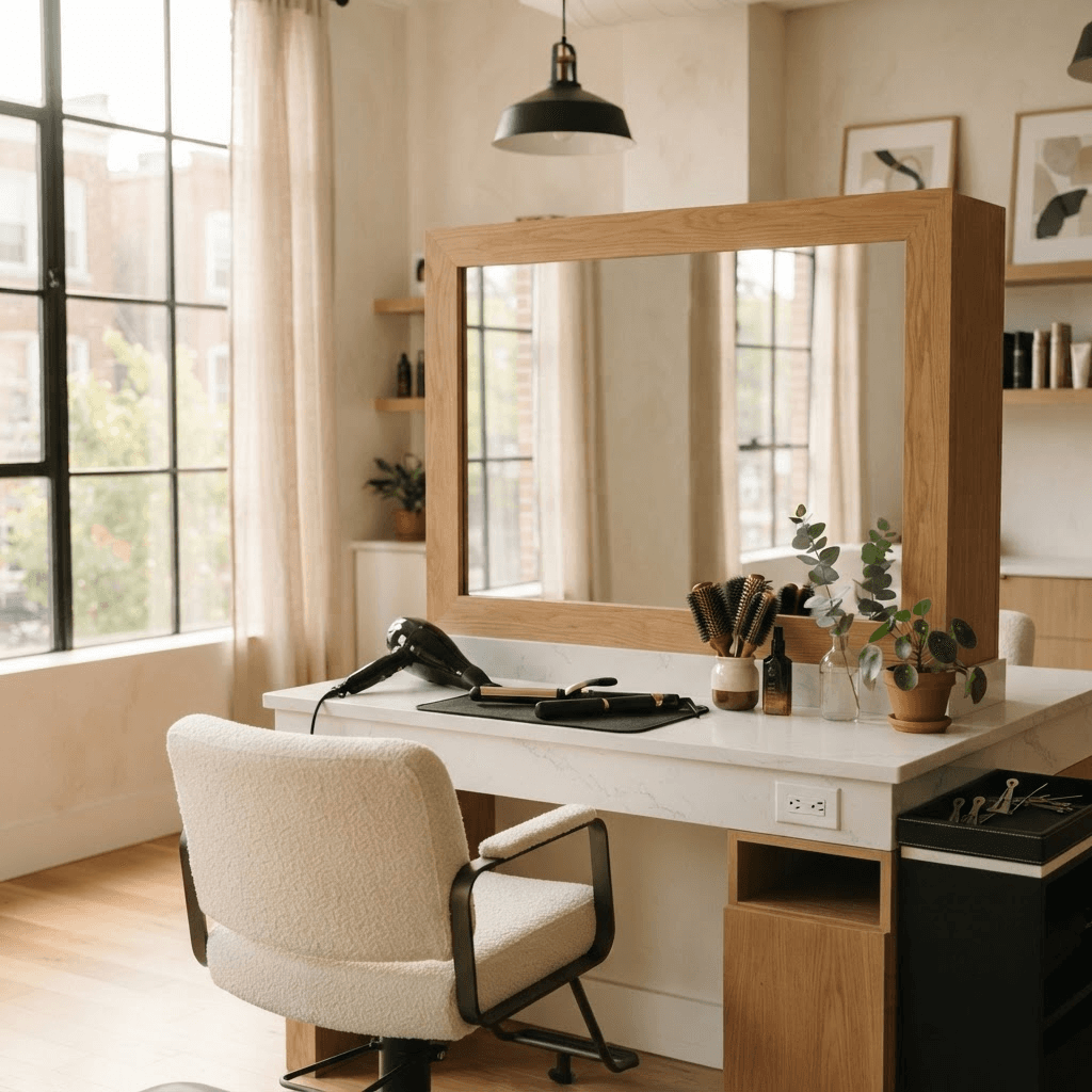 A styling station at a Jeffrey LaMorte Salon location